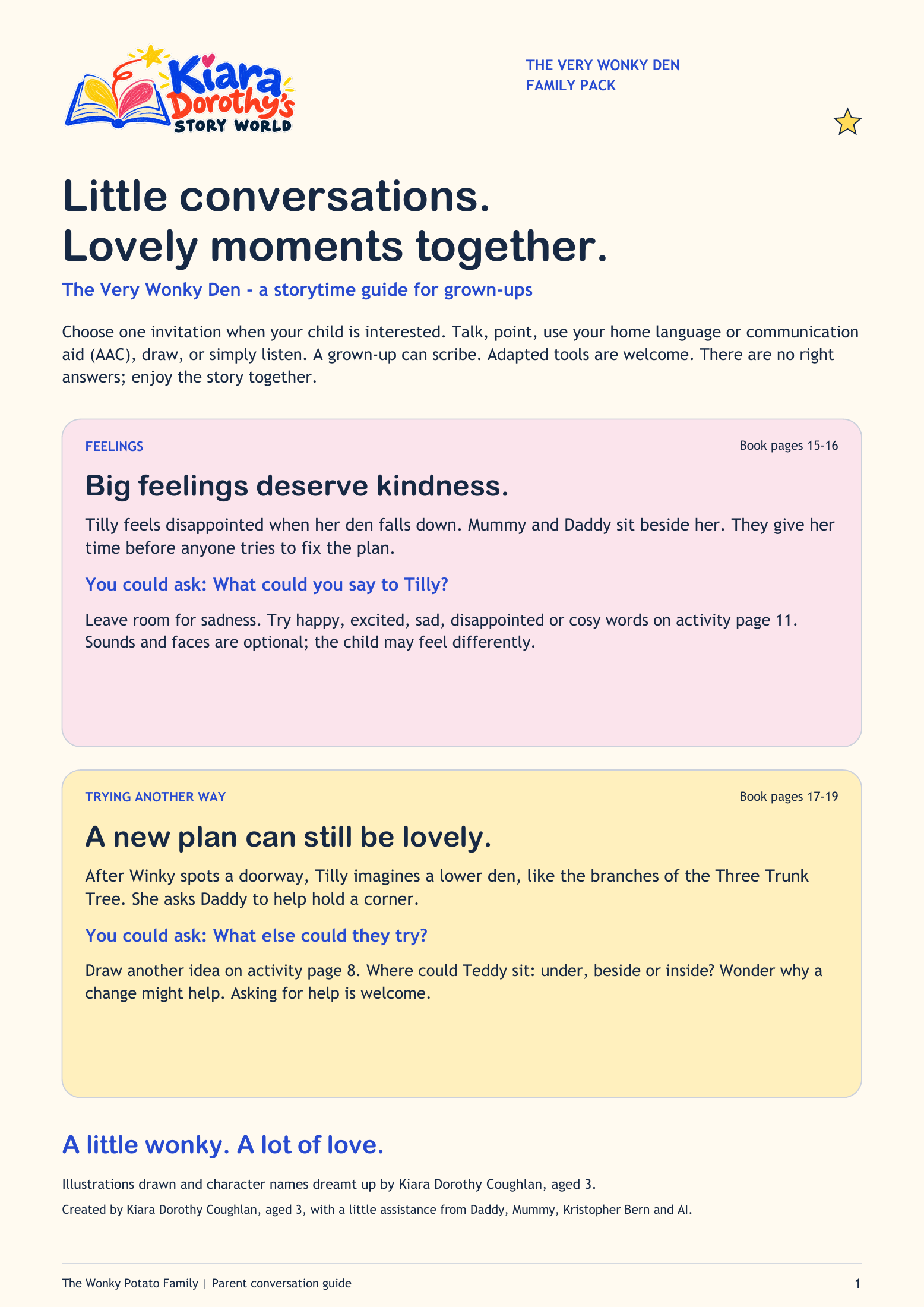 The new parent conversation guide included in the Family Pack.